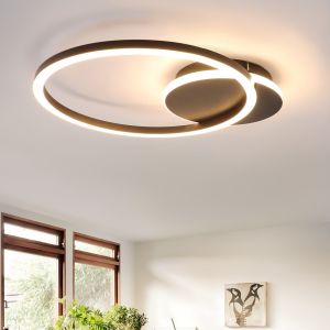 Nettlife LED luz de teto sala de estar 24w preto moderno 2 anéis 3000k