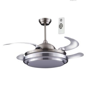 Ventoinha de teto twin prata com luz LED de pás dobráveis e controle ø112