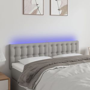 Cabeceira de cama c/ luzes LED tecido 144x5x78/88cm cinza-claro ptob5389