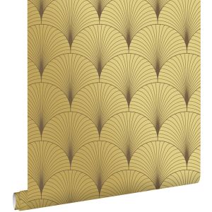 Estahome papel de parede motivo art deco dourado 53 cm x 10.05 m
