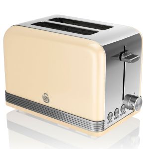 Retro torradeira de pão em fatias largas 2 fa swan st19010cneu creme 800w