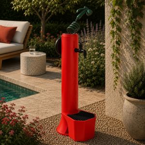 Balde de fonte vermelha e canhão sined fontana tritone pro rossa