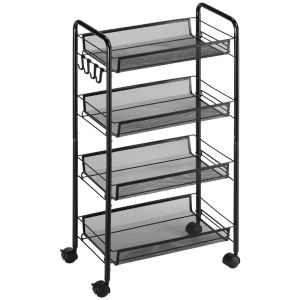 Carrinho auxiliar 45x26,5x84 cm aço e plástico pp Homcom, casa - cozinha
