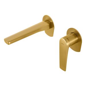Misturador embutido monocomando ouro escovado aço e latão
