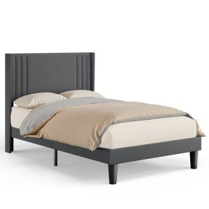 Cama estofada cinzenta de 1 lugar - 120 x 200 cm