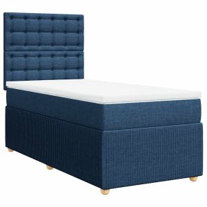 vidaXL cama box spring con colchón tela azul 90x200 cm