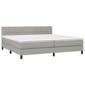 vidaXL cama box spring con colchón tela gris claro 200x200 cm