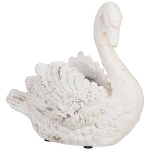 Vasinho de cisne de resina branco 41x22x41 cm