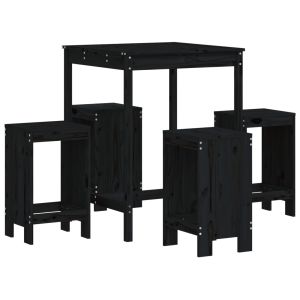 vidaXL set de mesa y taburetes altos jardín 5 piezas madera pino negro