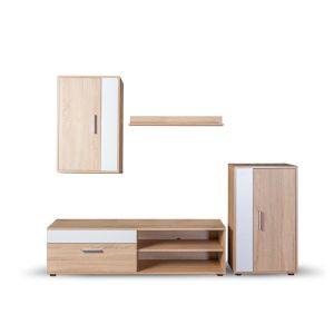 Conjunto de móveis de sala de estar eco, branco e carvalho 190x165cm