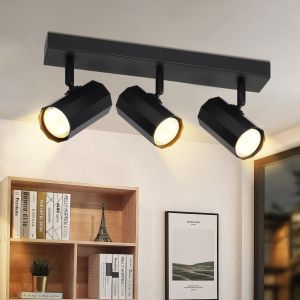 Plafon nettlife 3 focos metálicos max. Lâmpadas gu10 25w pretas retrô