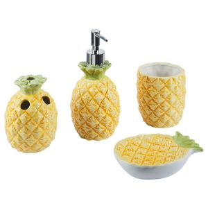 Conjunto de 4 acessórios para a casa de banho maicao cerâmica amarelo