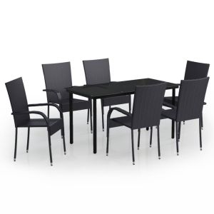 vidaXL juego de comedor de jardín 7 piezas negro