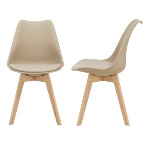 Conjunto de 2 cadeiras de jantar fläten pele sintética  82x49x54cm bege