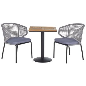 Conjunto bistro com almofadas palmi metal cinzento