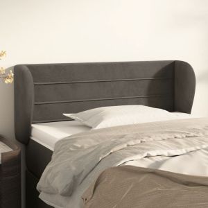 Cabeceira de cama c/ abas veludo 83x23x78/88 cm cinzento-escuro ptob8244