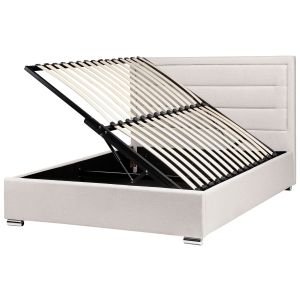 Sommier com arrumação rouen tecido creme claro 140 x 200 cm