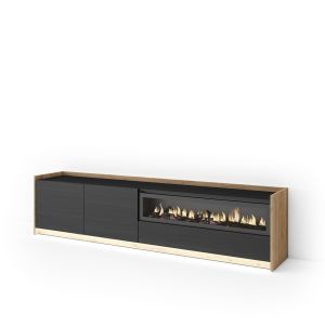 Móvel de tv, 207x37x50cm, lareira eléctrica, LED rf4846