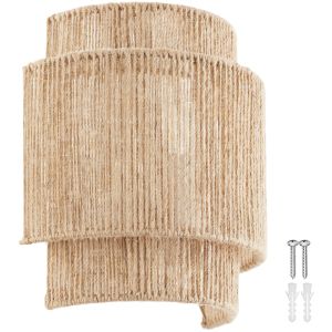 Aplique de parede de yute en estilo boho, 40w e 23x12x25,5 cm, natural