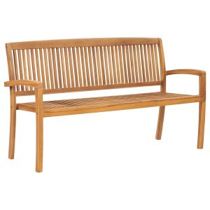 Banco de jardim vidaxl de 3 lugares em madeira de teca maciça de 159 cm