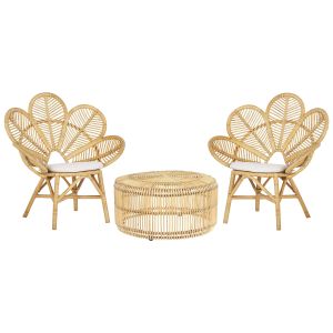 Conjunto bistro com almofadas florentine / limni rattan creme