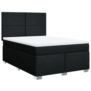 vidaXL cama box spring con colchón tela negro 160x200 cm
