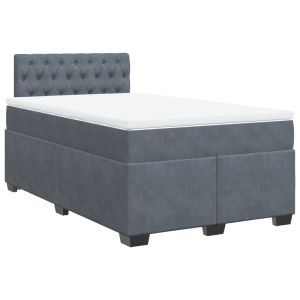 vidaXL cama box spring con colchón terciopelo gris oscuro 120x200 cm