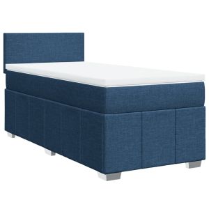 vidaXL cama box spring con colchón tela azul 90x200 cm