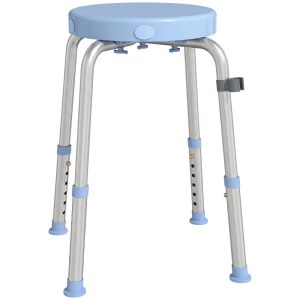 Banco de duche 38,5l x 37,5p x 38-52a cm alumínio, pp color azul Homcom