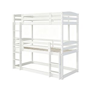 Cama de beliche em madeira com escada <<sephora>> - 90 x 190 cm - branco