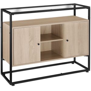 Aparador de estilo industrial 3 prateleiras 100x38x80,5 cm madeira clara