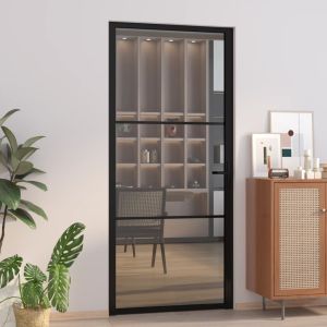 Porta de interior 93x201,5 cm vidro esg e alumínio preto weg3227