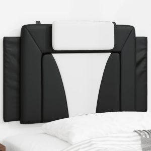 Almofadão de cabeceira 80 cm couro artificial preto e branco ergft5288