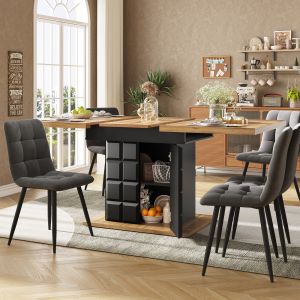 Mesa de jantar extensível 4 a 6 lugares preto 75x110x80cm