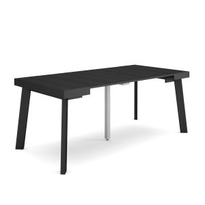 Mesa consola extensível, 180x90x73cm, preto, pés de madeira rf3004