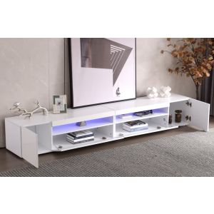 Móvel de tv moderno com LED mdf branco 35,5x240x38,5cm