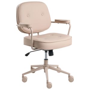 Cadeira home office paramus pele sintética creme