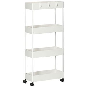 Carrinho auxiliar 40x19x90 cm aço e abs color blanco Homcom, casa - cozinha