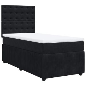 vidaXL cama box spring con colchón terciopelo negro 100x200 cm