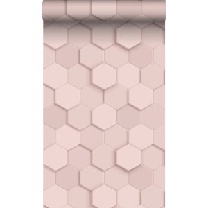 Origin papel de parede   motivo favo de mel 3d rosa claro 53 cm x 10.05 m