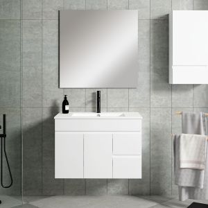 Móveis de banheiro urban, pia, espelho e aplique LED 80x45cm branco