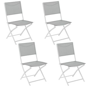 Conjunto de 4 cadeiras dobráveis ​​de jardim modula em pedra e branco