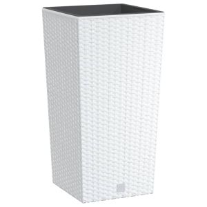 vidaXL macetero con interior extraíble pp ratán blanco 11/26,5 l