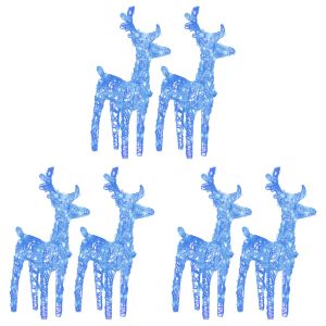 vidaXL renos de navidad 6 unidades 240 LED azul acrílico