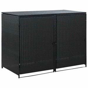Unidade dupla arrumação caixotes lixo vime preto 148x80x111 cm