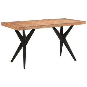 Mesa de jantar 140x70x76 cm madeira de acácia maciça preto wf769275