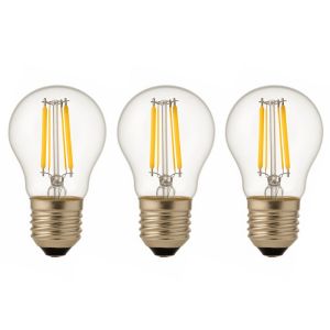 Pack x3 lâmpada LED g45 E27 filamento 4w 470lm. Luz quente 2700k