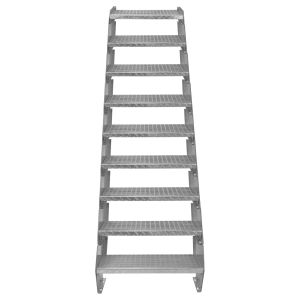 Escada galvanizada ajustável com 9 degraus de 600mm de largura