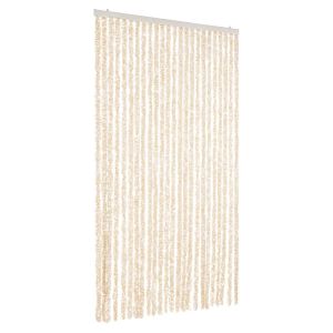 Cortina anti-insetos 100x230 cm chenille bege e branco