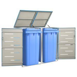 Abrigo duplo para caixote do lixo 138x77,5x112,5 cm aço inox pt1566